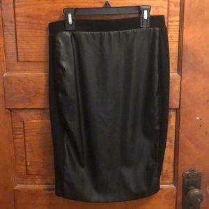 Fraud leather and cotton pencil skirt